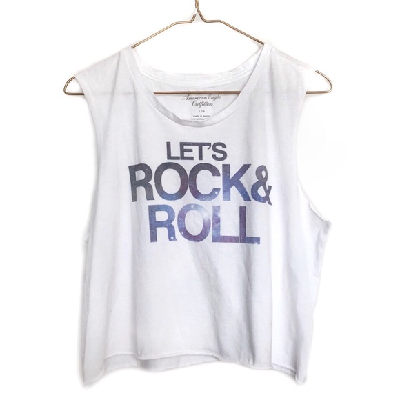AEO Rock & Roll Graphic Crop Top • Large - Picture 2 of 6